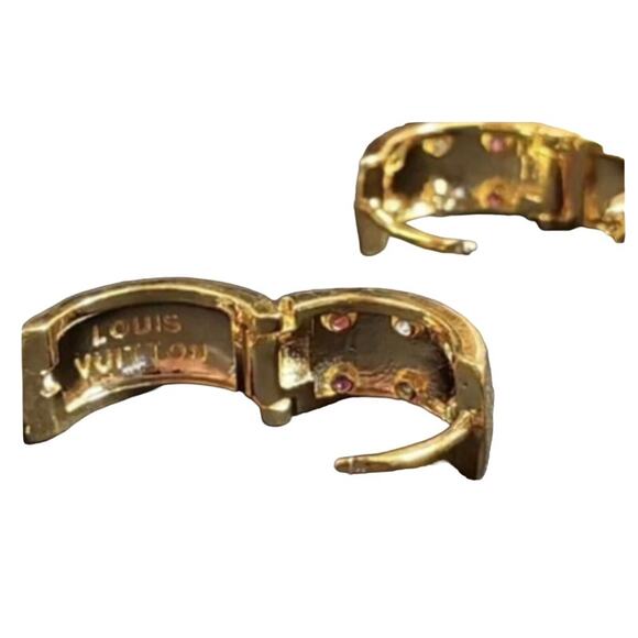 Louis Vuitton Gold Hoop with Multi-Colored Crystals Earrings (CDXX040) - Picture 3 of 5